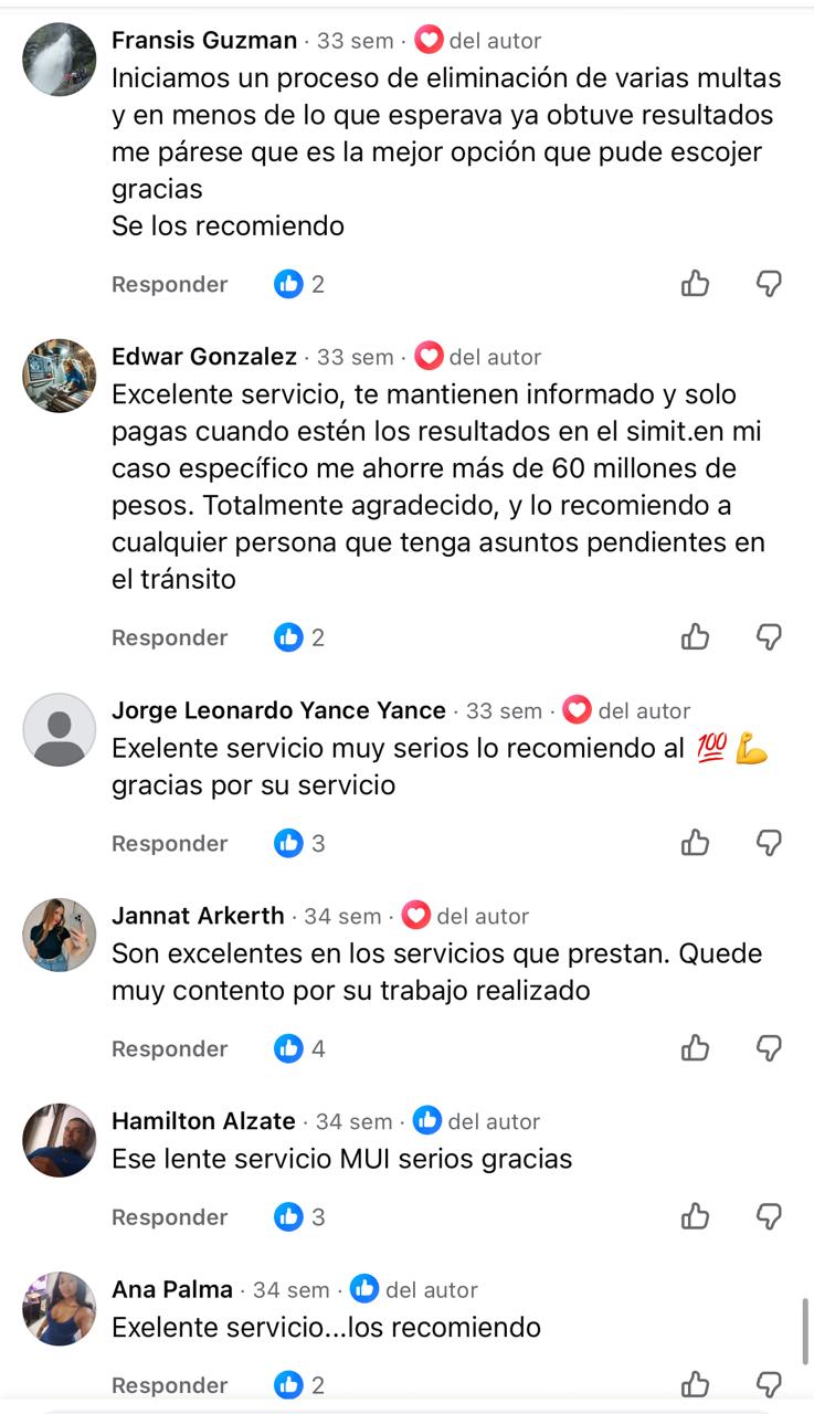 Comentarios de clientes en Facebook