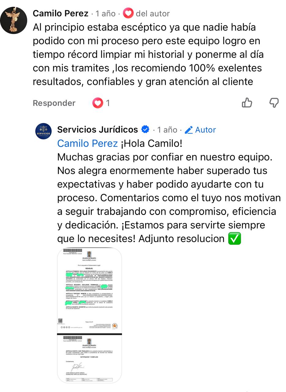 Comentarios de clientes en Facebook