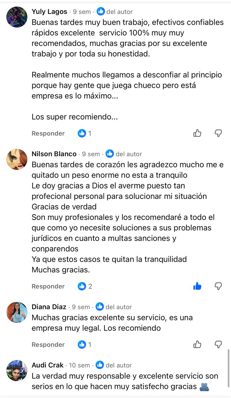 Comentarios de clientes en Facebook