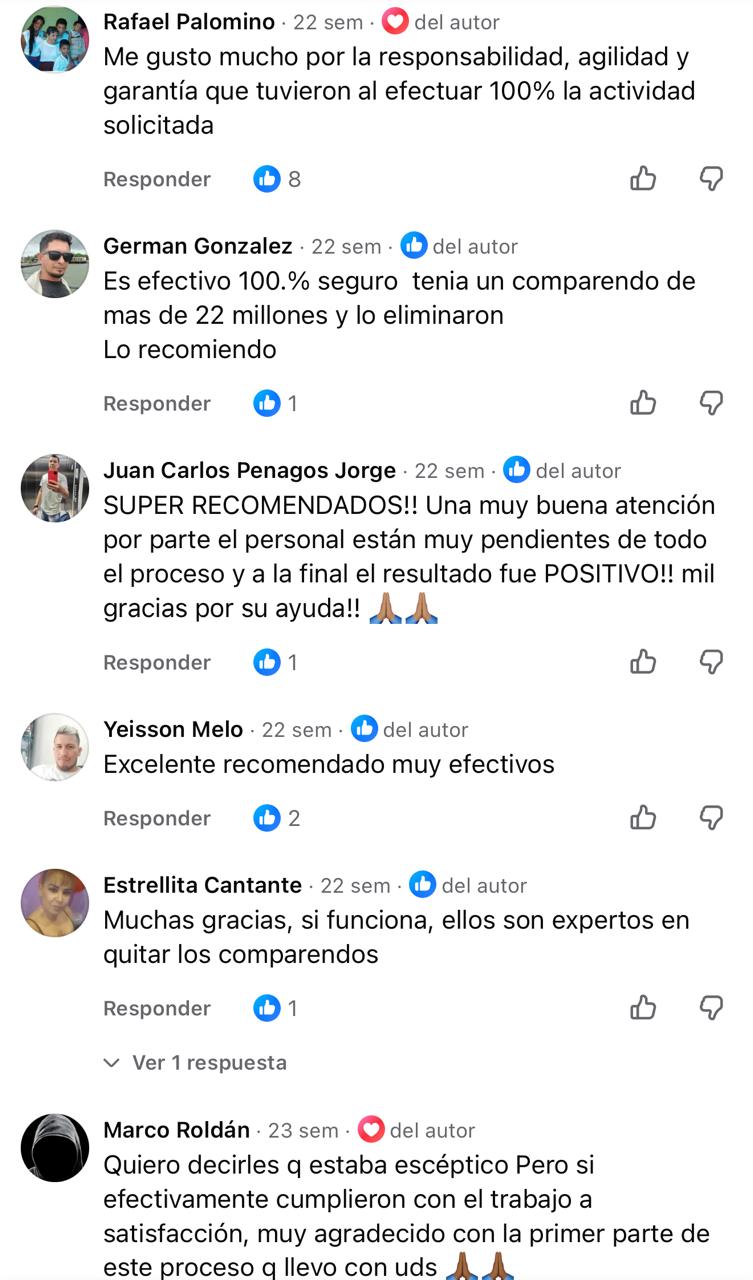 Comentarios de clientes en Facebook